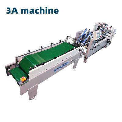 Folding Cardboard Box Machine 6*1*1.35M Paper Box Making Mahine met Glue Machine