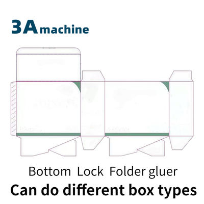 350 mm Max. Werkbare breedte Mini Box Folder Glue Machine met onder slot en zijkleef